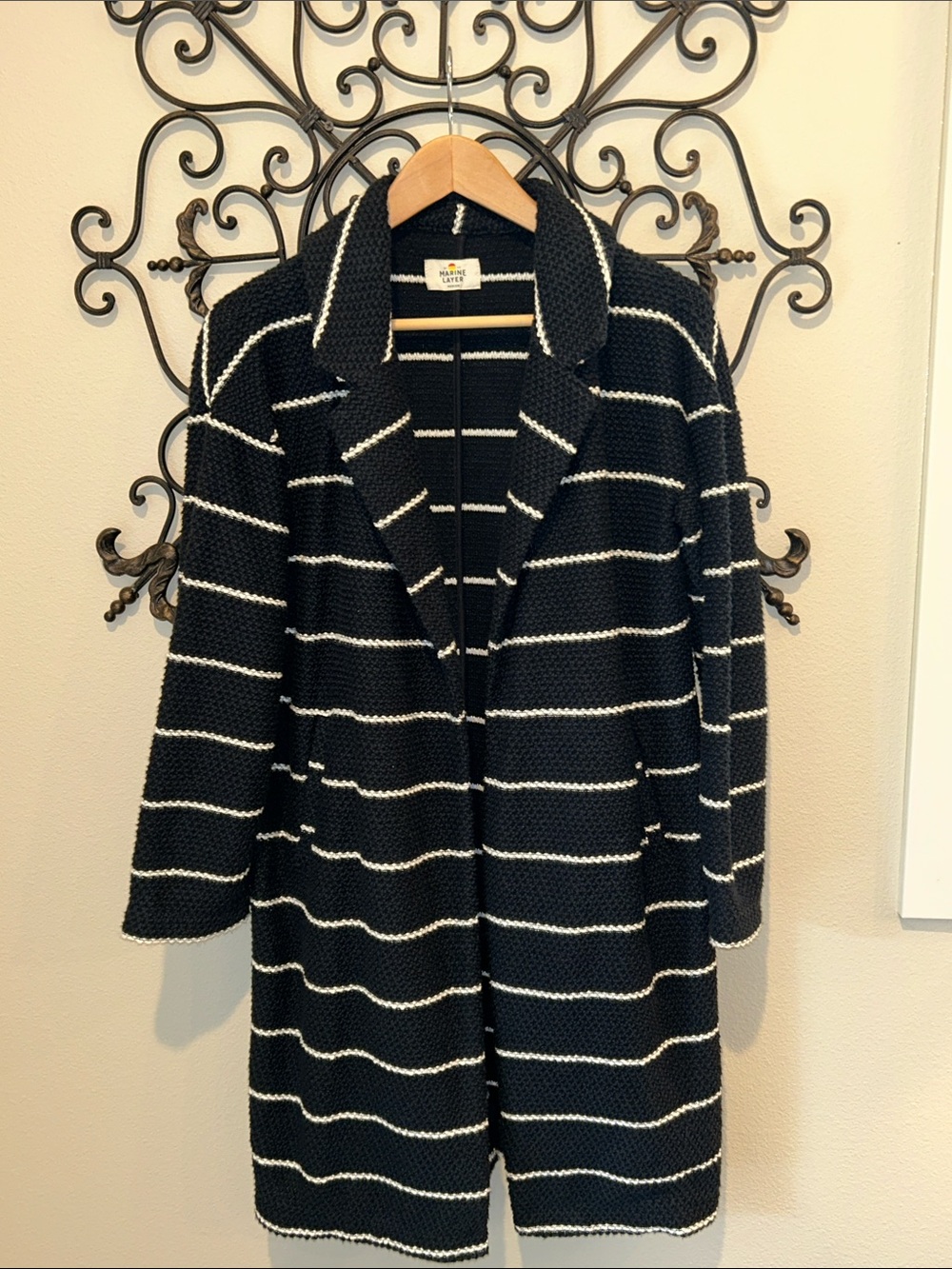 MARINE LAYER "BIRDSEYE" COAT REALBLACK SIZE MEDIUM
